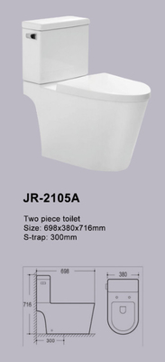 Automatic Operation 2 Piece Toilet With S Trap Water Saving Design