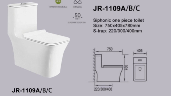 Smooth Glazed Siphonic 1 Piece Water Closet Dual Flush Abrasion Proof