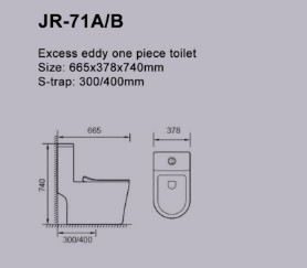 White Ceramic Excess Eddy  Single Piece Water Closet 740mm High Philippine Watercloset