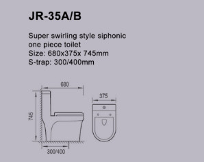 Water Saving Economic One Piece Siphon Jet Water Closet 680*375*745mm