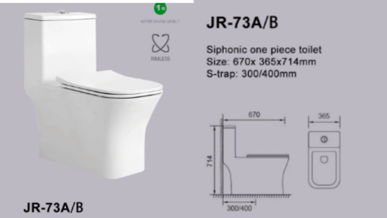 Smooth Glazed S Trap Toilet Soft Close Seat Cover 1 Piece Water Closet