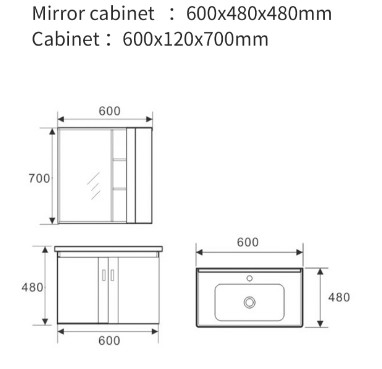 CE Single Hole Bathroom Wash Basin Mirror Cabinet White Wear Resisting