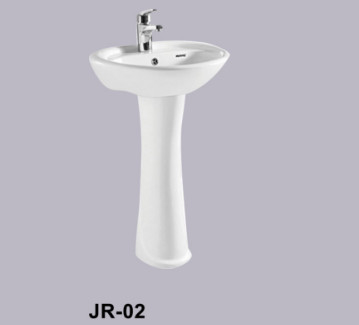 Eco Friendly Minimalist Pedestal Sink Single Hole Pedestal Sink Anti Overflow