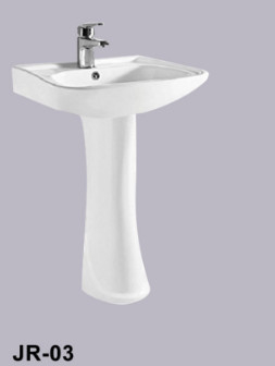 Anti Overflow White Contemporary Pedestal Sink Basin  Aging Resistance