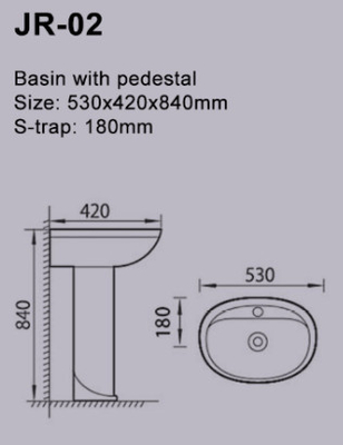Washing Hands Modern Pedestal Basin Single Tap Hole Basin Philippine Washbasin
