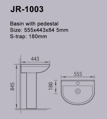 Easy To Clean Single Hole Modern Pedestal Basin Wear Resisting