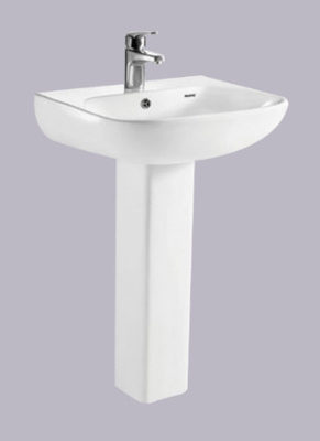 White Ceramic Floor Standing Pedestal Sink Countertop 840mm High Sanitary Ware
