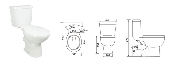 White Dual Flush Short Projection Toilet with 4.5L/3L Flush Volume for B2B Buyers
