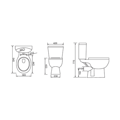 White Dual Flush Short Projection Toilet with 4.5L/3L Flush Volume for B2B Buyers