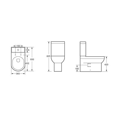 Short Projection Close Coupled Toilet with Soft Close Seat Cover in White Color