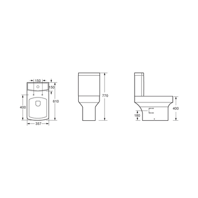 Short Projection White Ceramic Close Coupled Toilet with 4.5L/3L Water Consumption