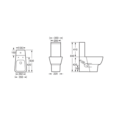Ceramic Close Coupled Bathroom Toilet with 3/6L Flush Volume and &lt;50dB Noise Level