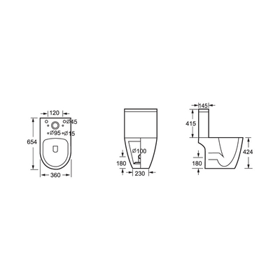 CE/RoHS/ISO9001 Certification Bottom Water Inlet 3/6L Flush Volume Close Coupled Bathroom Toilet